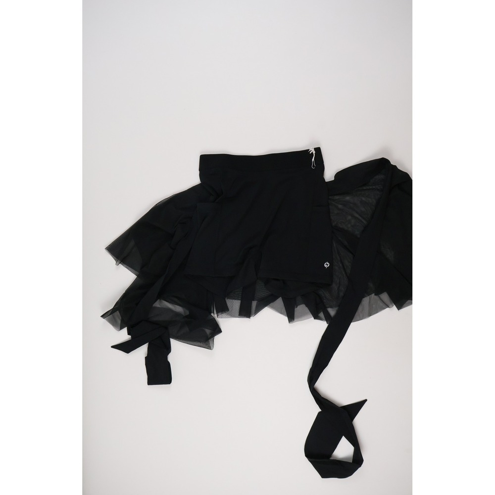 POPFLEX Skort Pirouette Mesh Tiered Black Solid XS NWT